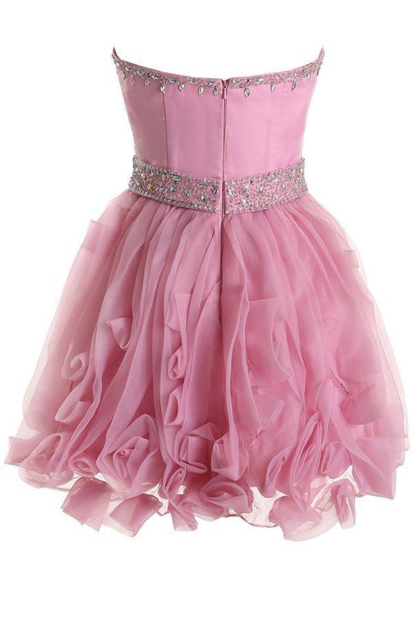 Herzausschnitt Organza Rosa Homecoming Kleider Kurze Ballkleider PG067