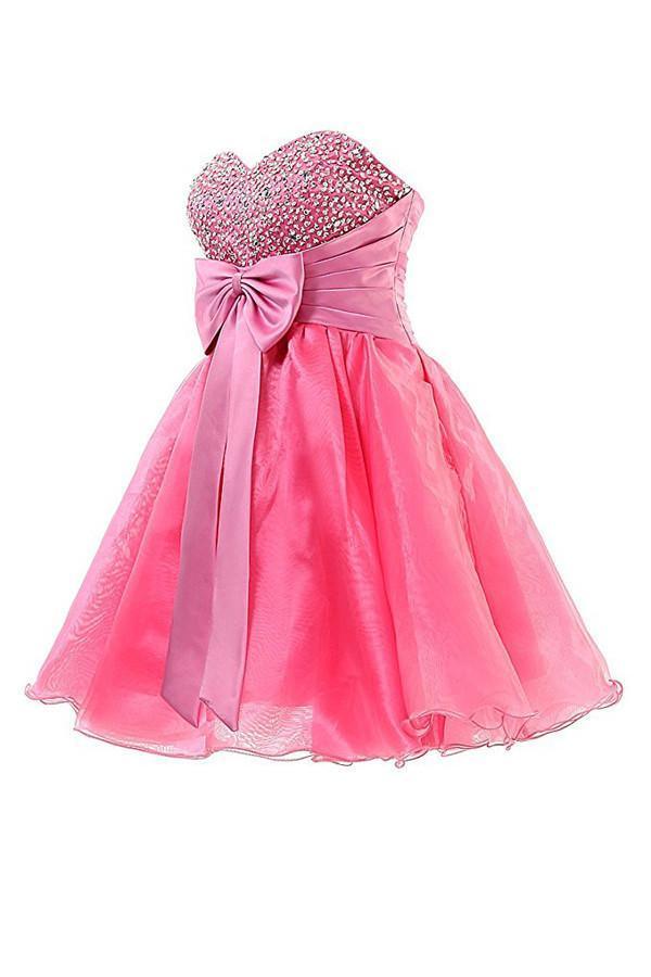 Vestidos de fiesta cortos de organza con escote corazón y vestidos de regreso a casa