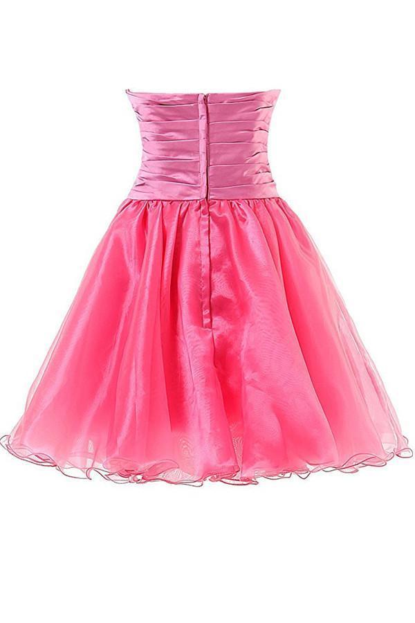 Vestidos de fiesta cortos de organza con escote corazón y vestidos de regreso a casa