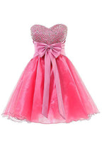 Vestidos de fiesta cortos de organza con escote corazón y vestidos de regreso a casa