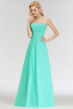 Vestido de dama de honor con escote corazón, sin tirantes, largo hasta el suelo, con volantes en la parte superior