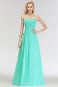Vestido de dama de honor con escote corazón, sin tirantes, largo hasta el suelo, con volantes en la parte superior