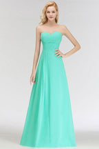 Vestido de dama de honor con escote corazón, sin tirantes, largo hasta el suelo, con volantes en la parte superior