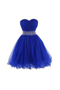 Vestido de cóctel de tul con escote corazón y cuentas PG086