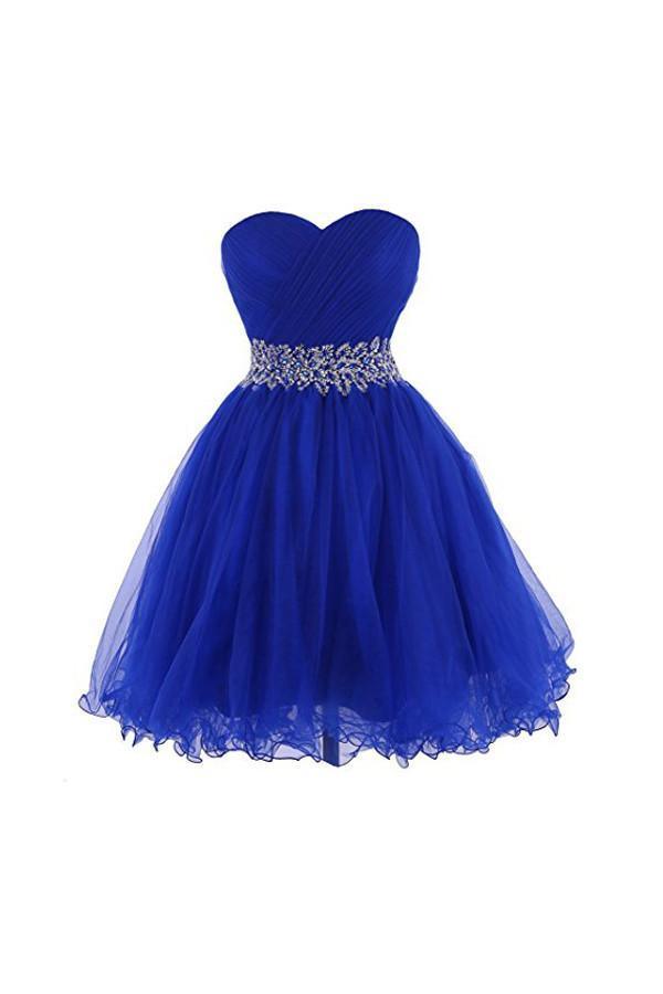 Vestido de cóctel de tul con escote corazón y cuentas PG086