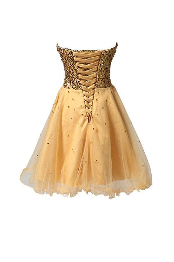 Sweetheart Tullle Sequins Homecoming Dress Short Prom Gown