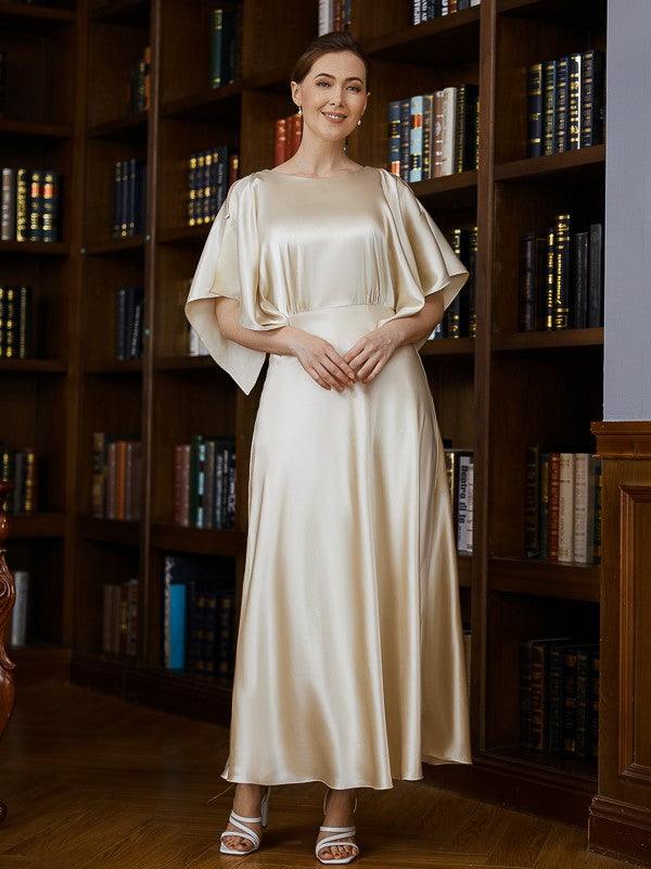 Kleider für die Brautmutter A-Linie/Prinzessin Seide wie Satin 1/2 Ärmel Knöchellang