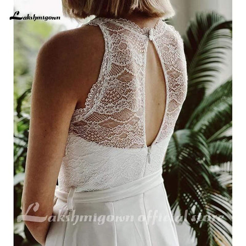 NumberSea Top Lace Combinaison Robes de mariée Simple Plage