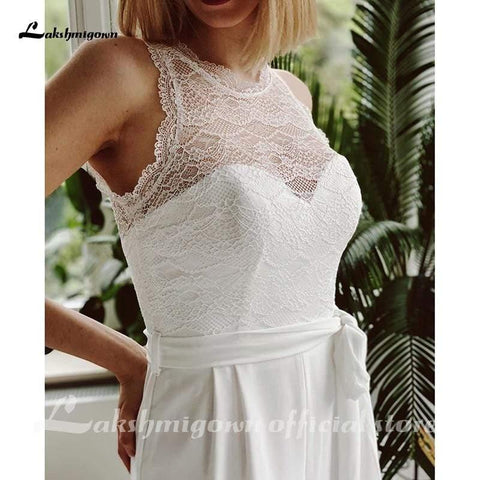 NumberSea Top Lace Combinaison Robes de mariée Simple Plage