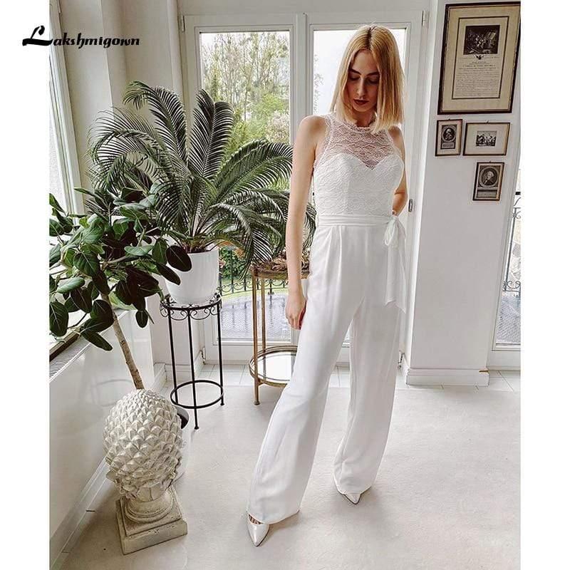 Mono de encaje con top NumberSea para boda, vestido de playa sencillo