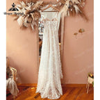 Vestido de novia bohemio de corte A con tirantes finos y apliques de encaje y chaqueta, 2025, para playa, personalizado