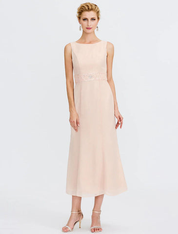 Vestido de dos piezas para madre de la novia, estilo tubo/columna, para invitada de boda, talla grande, elegante, con chaqueta, manga larga, escote redondo, largo hasta la rodilla, gasa, faja/cinta, pliegues y abalorios