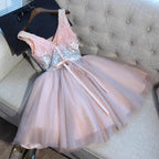Vestido de fiesta de tul sexy de corte A, corto y elegante.