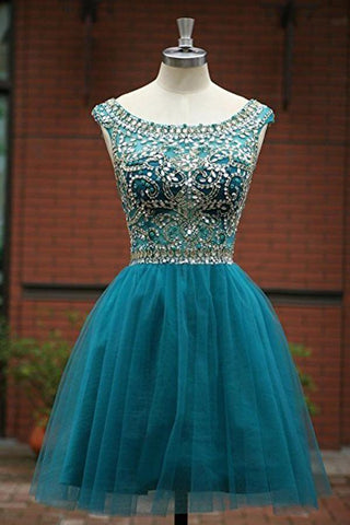 Tulle Scoop Neckline A Line Homecoming Dresses Prom Dresses