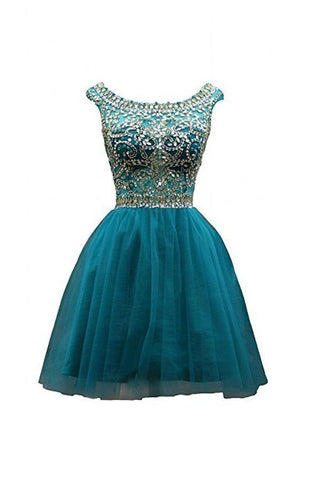Tulle Scoop Neckline A Line Homecoming Dresses Prom Dresses
