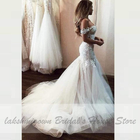 NumberSea Tulle avec corsage en dentelle illusion Robes de mariée sirène sexy