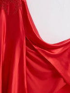 Vestido de fiesta corte A tirantes finos corsé espalda con abertura