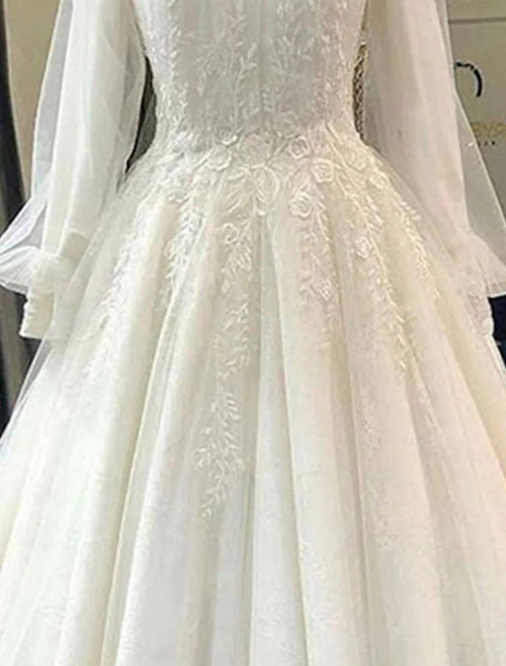 Verlobung Vintage 1940er / 1950er Jahre Formelle Brautkleider Kapellenschleppe Prinzessin Langarm Hoher Halsausschnitt Spitze Mit Falten Applikationen