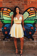 Vestido de fiesta corto de dos piezas, vestido rojo de bienvenida con lazo en la espalda
