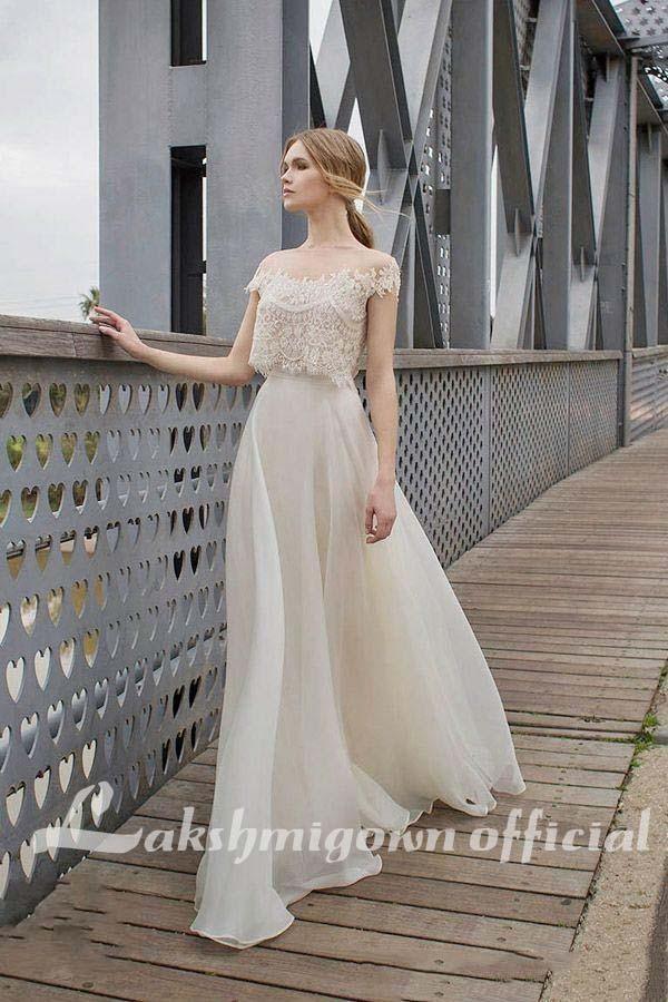 Vestidos de novia de dos piezas NumberSea con apliques de encaje y corpiño