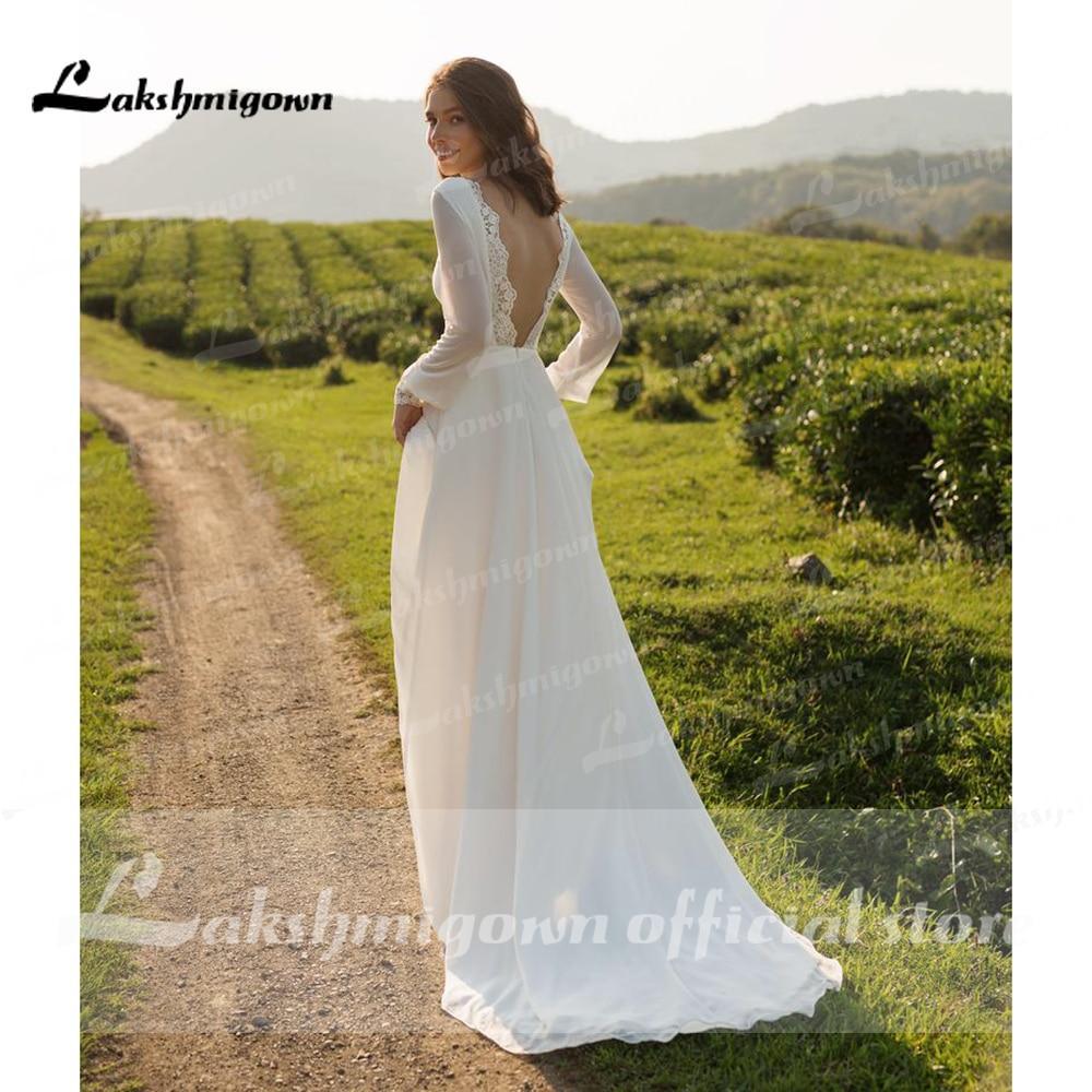 Vestidos de novia elegantes de dos piezas con cuello redondo y manga corta de NumberSea