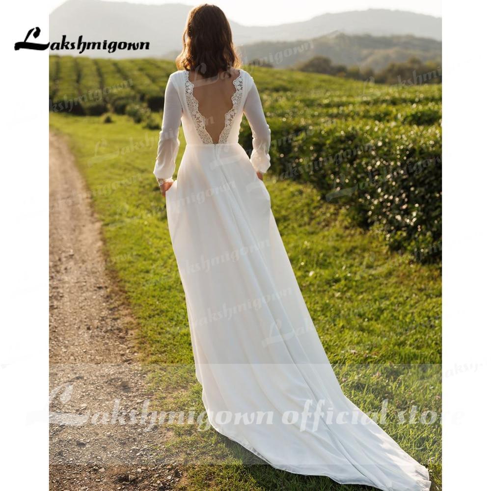 Vestidos de novia elegantes de dos piezas con cuello redondo y manga corta de NumberSea