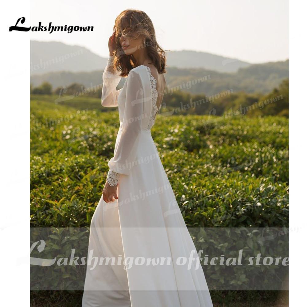 Vestidos de novia elegantes de dos piezas con cuello redondo y manga corta de NumberSea
