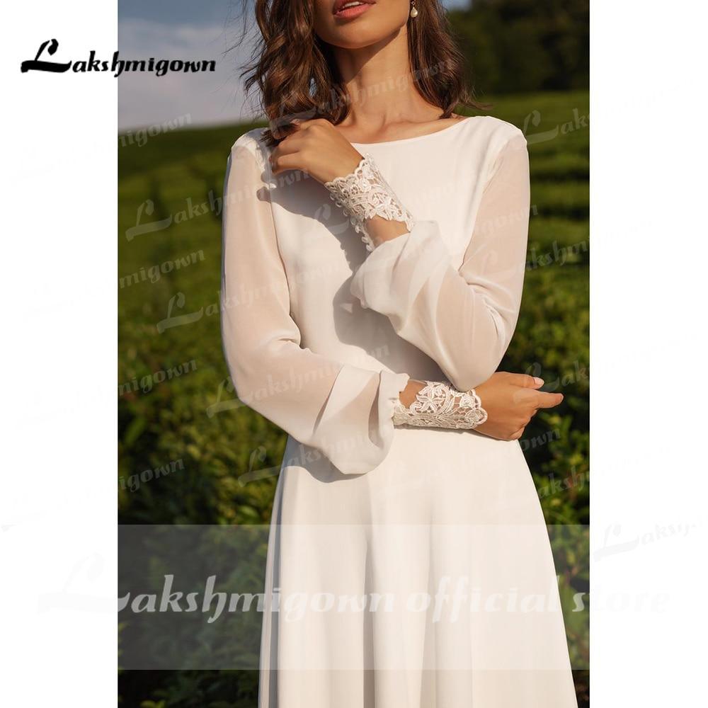 Vestidos de novia elegantes de dos piezas con cuello redondo y manga corta de NumberSea