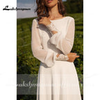 Vestidos de novia elegantes de dos piezas con cuello redondo y manga corta de NumberSea