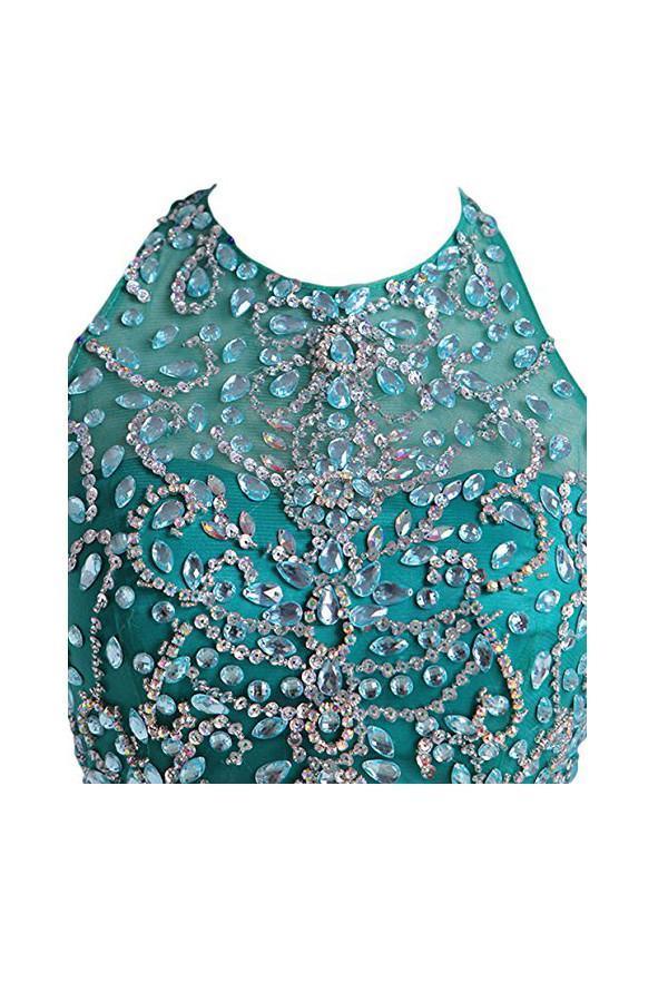 Vestidos de fiesta cortos de tul de dos piezas con cuentas