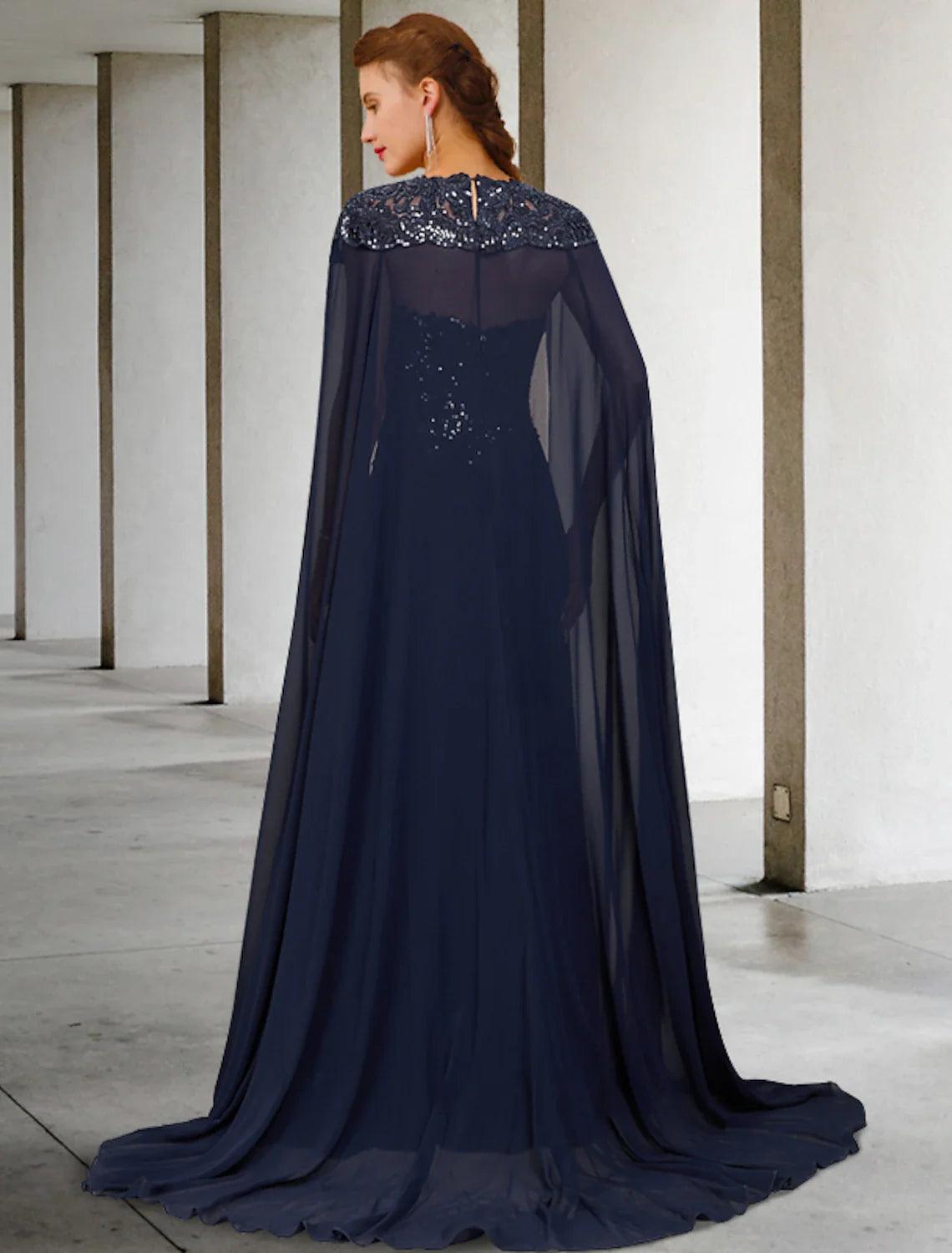Zweiteiliges A-Linien-Kleid für die Brautmutter, Vintage, elegant, trägerlos, bodenlang, Chiffon, Spitze, mit Pailletten, ärmellos, mit Pailletten-Applikationen