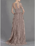 Sheath / Column Mother of the Bride Dress Wedding Guest Elegant Party V Neck Sweep / Brush Train Stretch Chiffon Long Sleeve with Lace Ruching