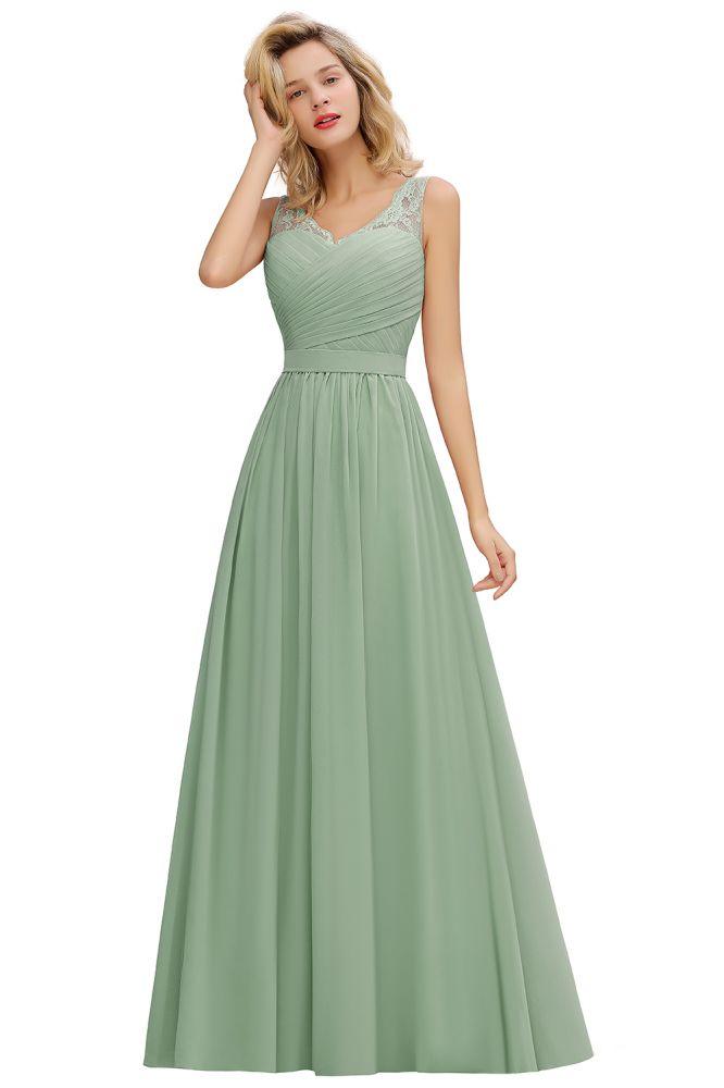 Vestido de dama de honor de gasa con escote en V, volantes, sin mangas, floral, para noche