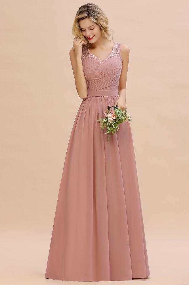 Vestido de dama de honor de gasa con escote en V, volantes, sin mangas, floral, para noche