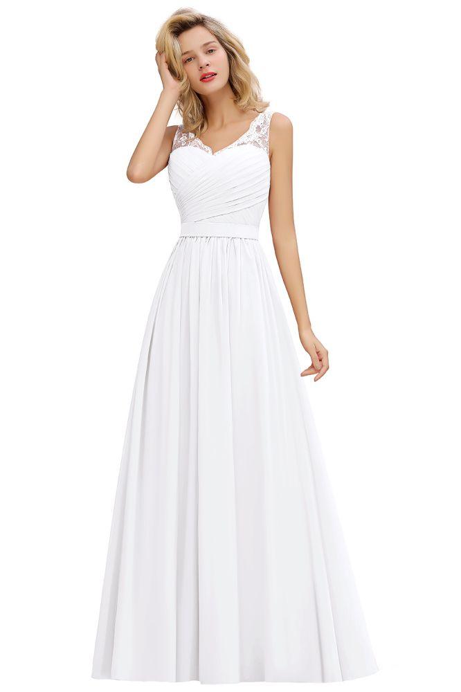 Vestido de dama de honor de gasa con escote en V, volantes, sin mangas, floral, para noche