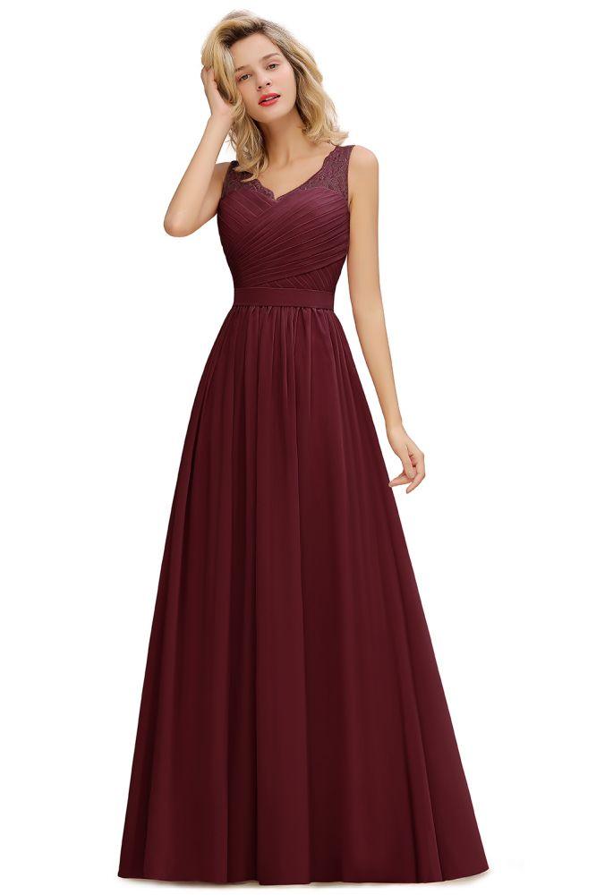 Vestido de dama de honor de gasa con escote en V, volantes, sin mangas, floral, para noche