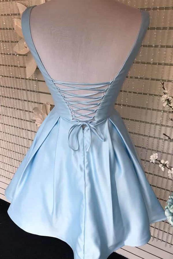 Vestido de fiesta de satén burdeos con escote en V y bolsillos PD360