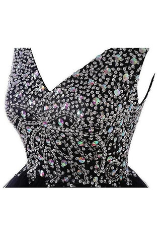 V-Neck Graduation Homecoming Dresses Beaded Tulle