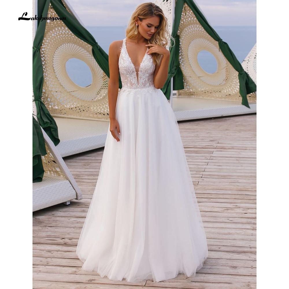 Vestidos de novia NumberSea con escote en V, hombros descubiertos, encaje, tul y espalda descubierta