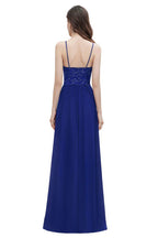 V-Ausschnitt Ärmelloses A-Linien-Abendkleid Pailletten Brautjungfernkleid