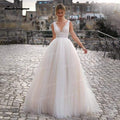 NumberSea vestido de novia verano playa A-Line princesa vestidos de novia boho chic encaje escote en V vestido de novia blanco vestido de novia