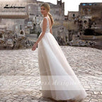 NumberSea vestido de novia verano playa A-Line princesa vestidos de novia boho chic encaje escote en V vestido de novia blanco vestido de novia