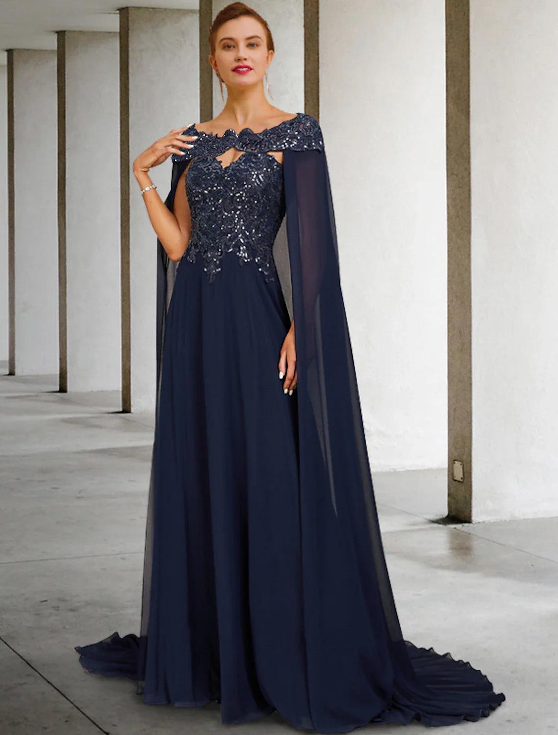 Zweiteiliges A-Linien-Kleid für die Brautmutter, Vintage, elegant, trägerlos, bodenlang, Chiffon, Spitze, mit Pailletten, ärmellos, mit Pailletten-Applikationen