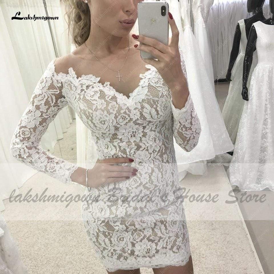 Vestido de novia vintage de 2 piezas NumberSea con escote de encaje y espalda descubierta