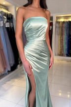 Vintage Column Satin Sleeveless Prom Dresses With Ruffles