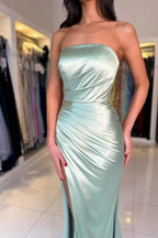 Vintage Column Satin Sleeveless Prom Dresses With Ruffles