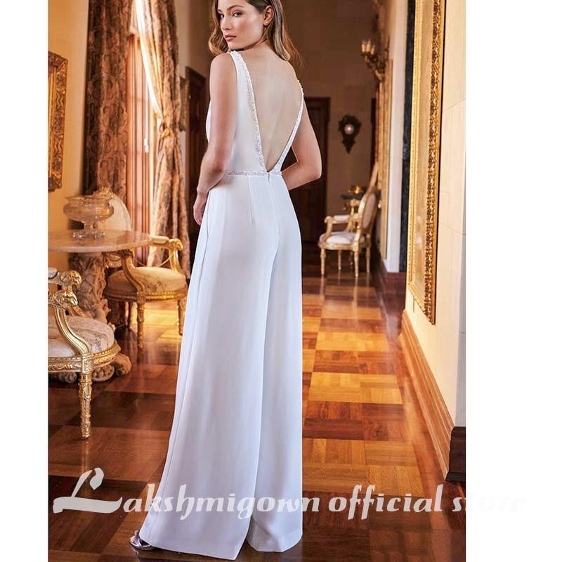 NumberSea - Vestidos de novia vintage de satén con mono y cuentas