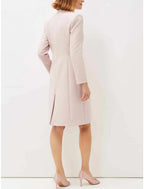 Numbersea A-Line Mother of the Bride Dress Wedding Guest Elegant Petite Scoop Neck Short / Mini Stretch Fabric Long Sleeve with Lace Ruching Solid Color