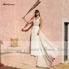 Vestido de novia NumberSea para mujer, verano, sexy, escote en V, encaje