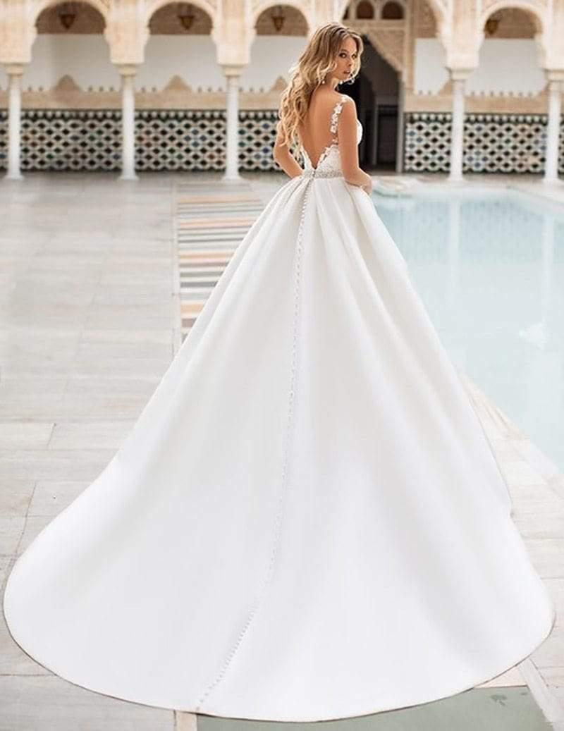 NumberSea Hochzeitskleid mit Spitzenapplikationen aus Satin